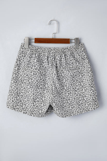 Leopard Denim Wrap Front Shorts