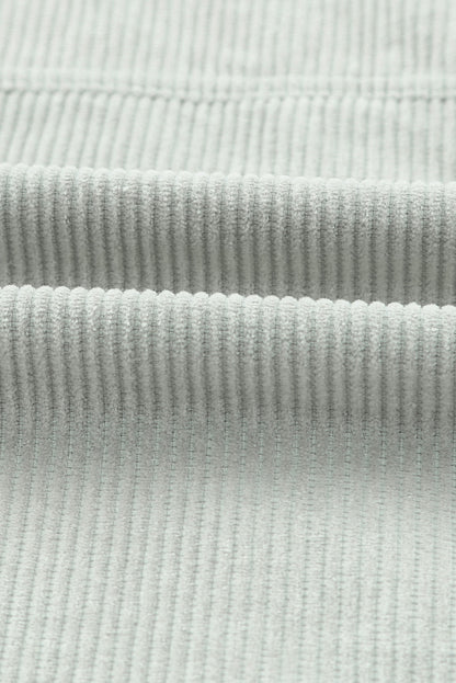 Solid Corduroy Raw Hem Cropped Jacket