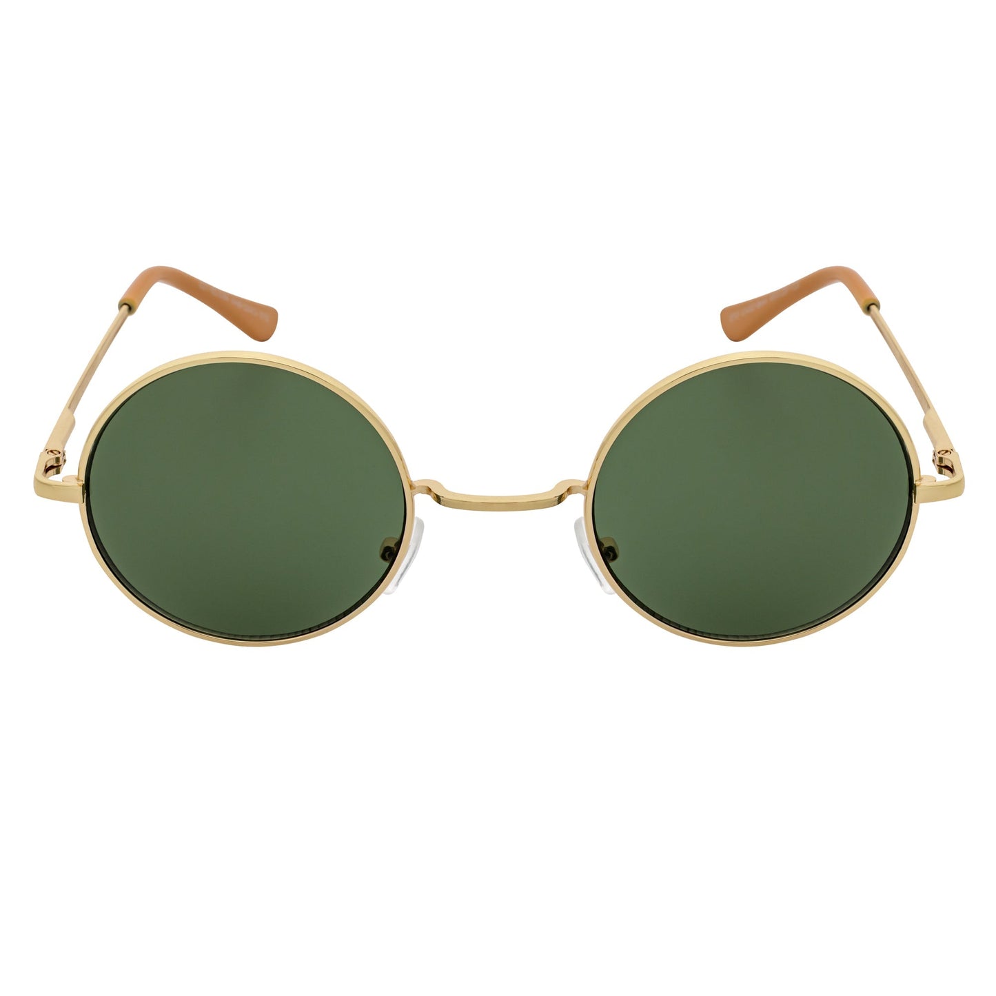 ELTON - Retro Small Metal Circle Round Sunglasses Gold Green Tint Lens