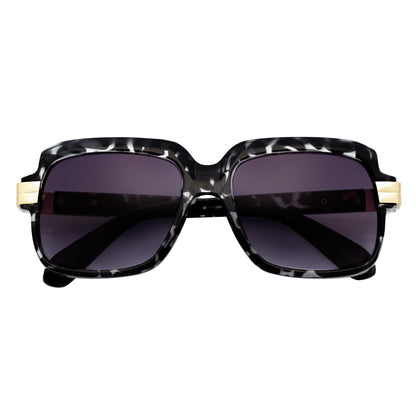 EMCEE - Retro Classic Square Sunglasses White Tortoise Lavender Fade