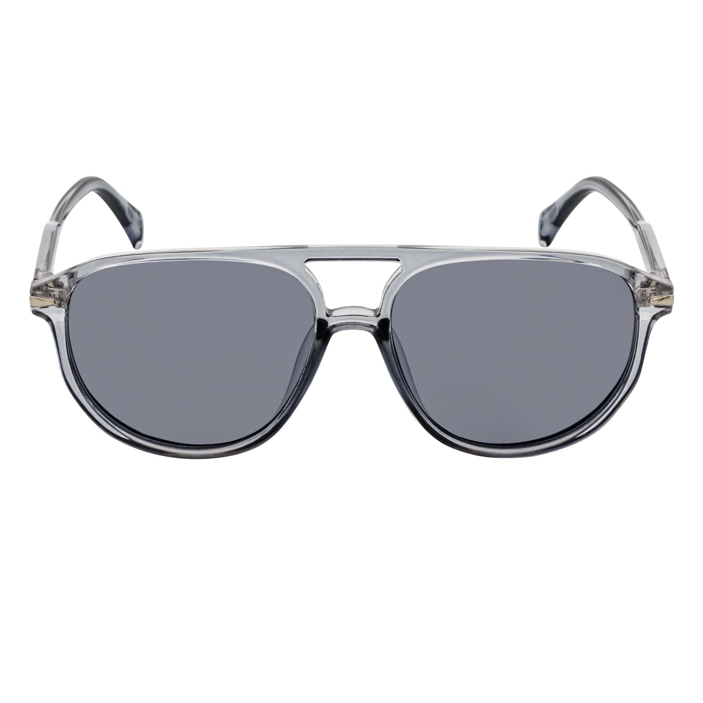 EPOCH Classic Flat Top Plastic Aviator Clear-Gray Sunglasses Smoke Lens