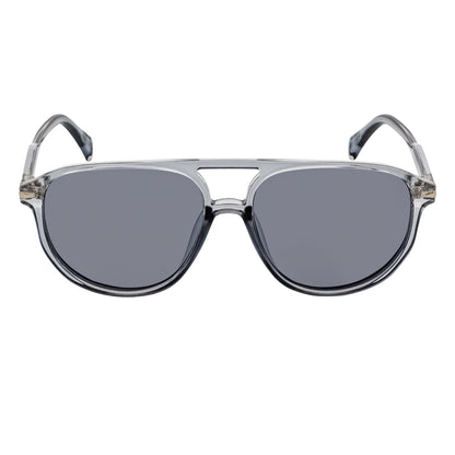 EPOCH Classic Flat Top Plastic Aviator Clear-Gray Sunglasses Smoke Lens