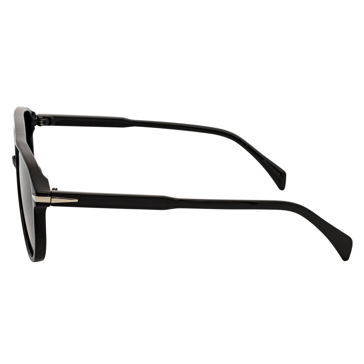 EPOCH - Classic Flat Top Plastic Aviator Sunglasses Black Smoke