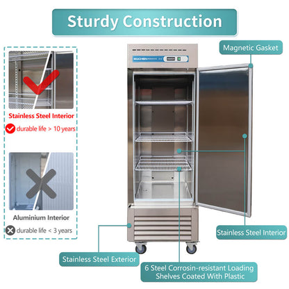 Commercial Reach in Freezer, 23 Cu.ft Stainless Steel Reach in Commercial Upright Freezer
