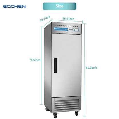 Commercial Reach in Fridge, 23 Cu.ft Stainless Steel Reach in Upright Fan Cooling Refrigerator