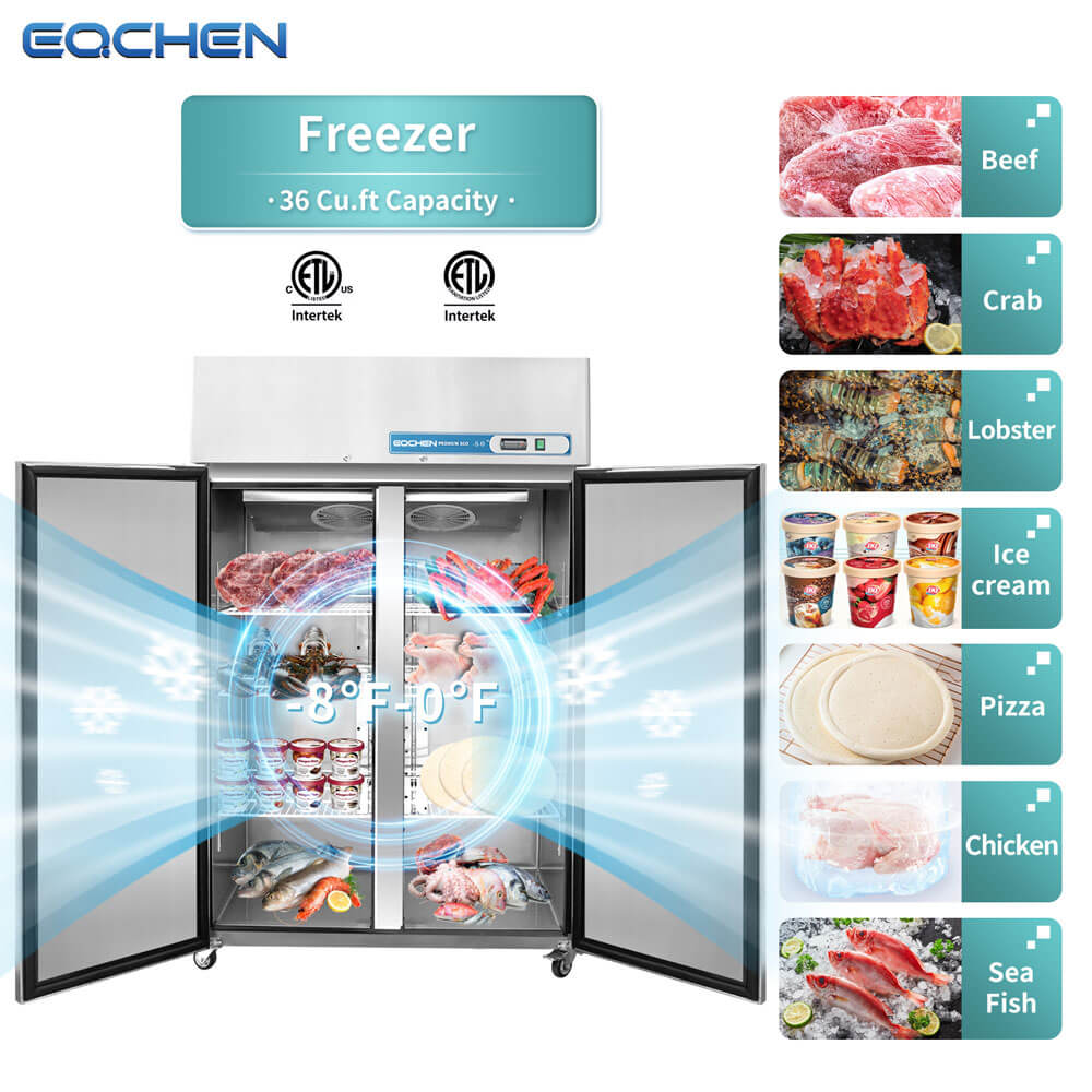 Commercial Reach in Freezer, 2 door 36 Cu.ft Stainless Steel Commercial Reach in Solid door Upright Fan Cooling Freezer