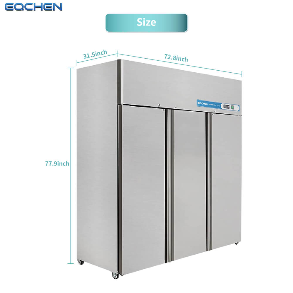 EQCHEN 72 Inch 3 Door Commercial Freezer