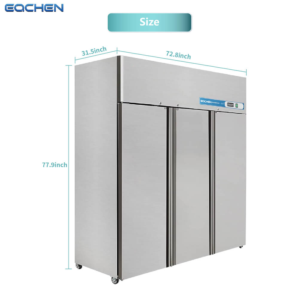 EQCHEN 72 Inch 3 door Commercial Refrigerator Freezer Combo