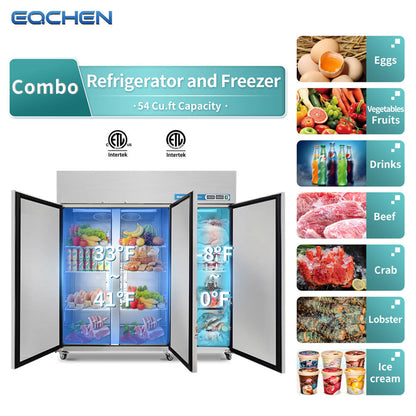 72 Inch 3 Door Commercial Grade Refrigerator And Freezer