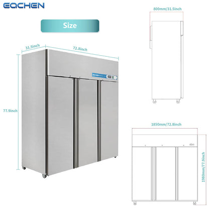 72 Inch 3 Door Garage Fridge Freezer Combo