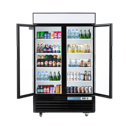 2 Door Commercial Display Refrigerator, EQCHEN 48 Inch Commercial Drinks Fridge