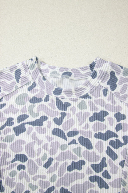 Camo Corded Knit Tee & Drawstring Pants Set