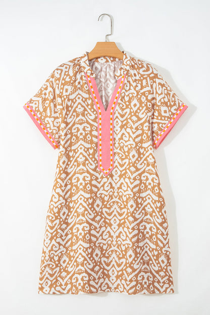 Western Stripe Colorblock Short Sleeve Mini Dress