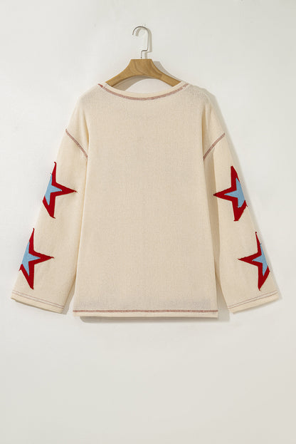 USA Star Contrast Patchwork Exposed Seam Top