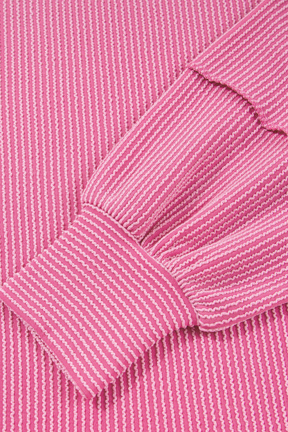 Plus Size Corded Knit Reverse Seam Long Sleeve Top