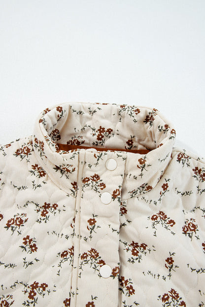 Floral Zip-Up Quilted Vest
