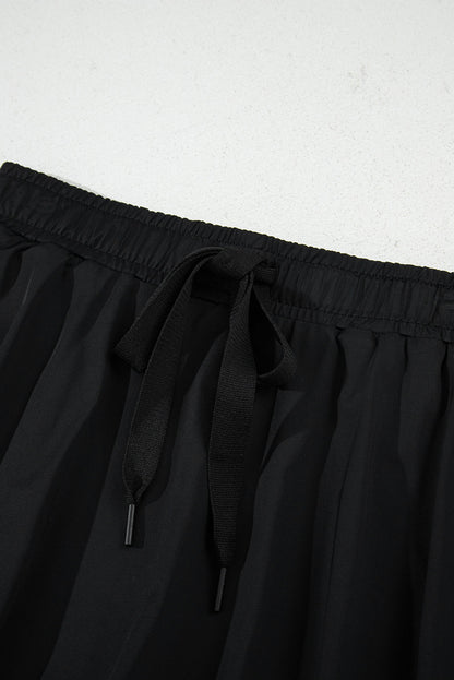 Solid Drawstring Elastic Waist Lined Tennis Skort