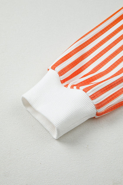 Stripe Patchwork V-Neck Drop Shoulder Top