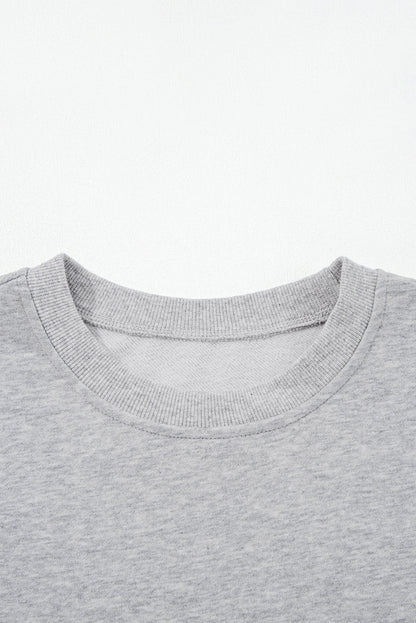 Bow Applique Drop Sleeve Round Neck Sweatshirt