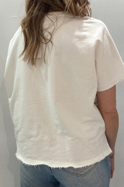 USA Star Patchwork Mineral Wash Notched Neck Tee