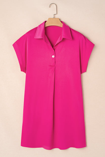 Solid Buttoned Collar T-Shirt Mini Dress