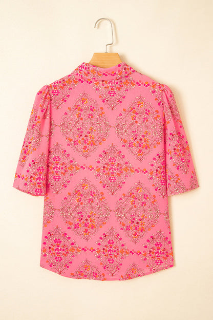 Floral Wide Short Sleeve Button Up Shirt