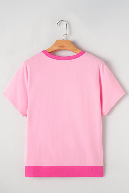 Colorblock Checker Half Button Henley T-Shirt