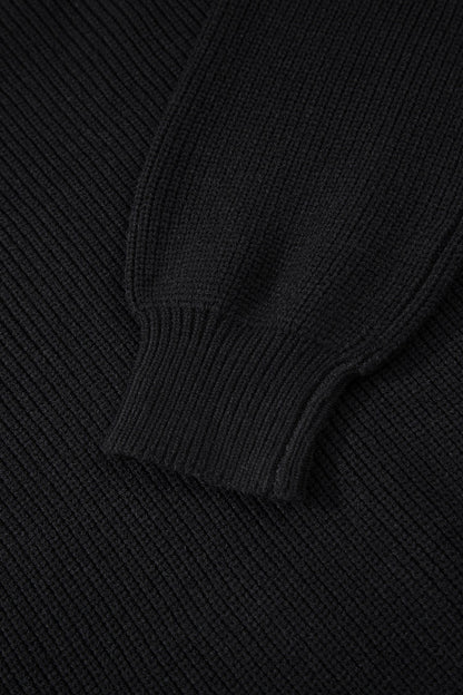 Ribbon Knot Backless Drop Shoulder Ribbed Sweater