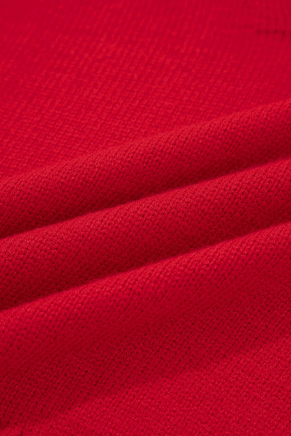 Solid Collared V-Neck Ribbed Edge Sweater