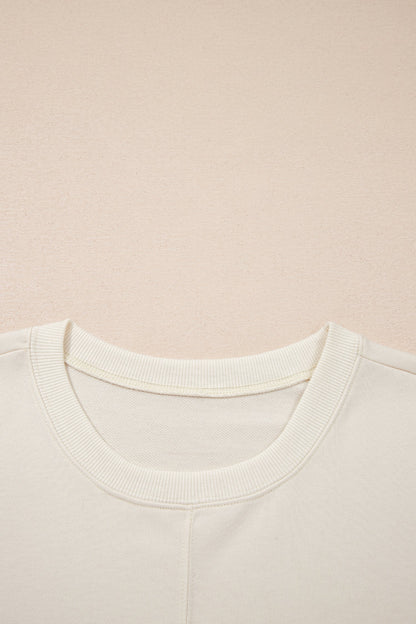 Solid Textured Raw Edge Top and Short Set