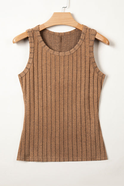 Solid Mineral Wash Ribbed Tank Top