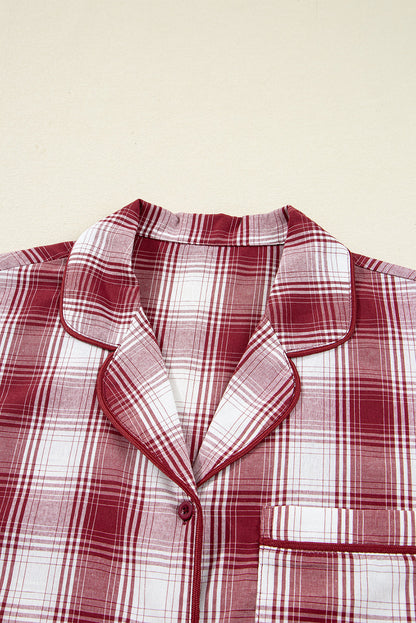 Plaid Shirt and Shorts Lounge Set