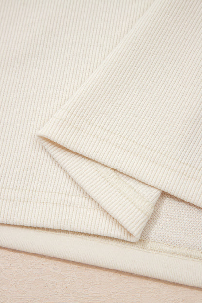 Solid Textured Raw Edge Top and Short Set