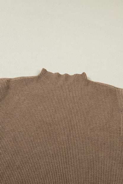 Solid Ribbed Knit Mock Neck Sleeveless Sweater