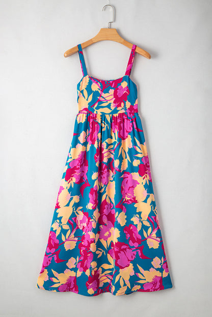 Floral High Waist Sleeveless Flared Maxi Dress