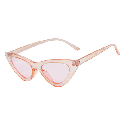 FELINE - Thick Oval Retro Small Cat Eye Sunglasses Pink Pink Tint