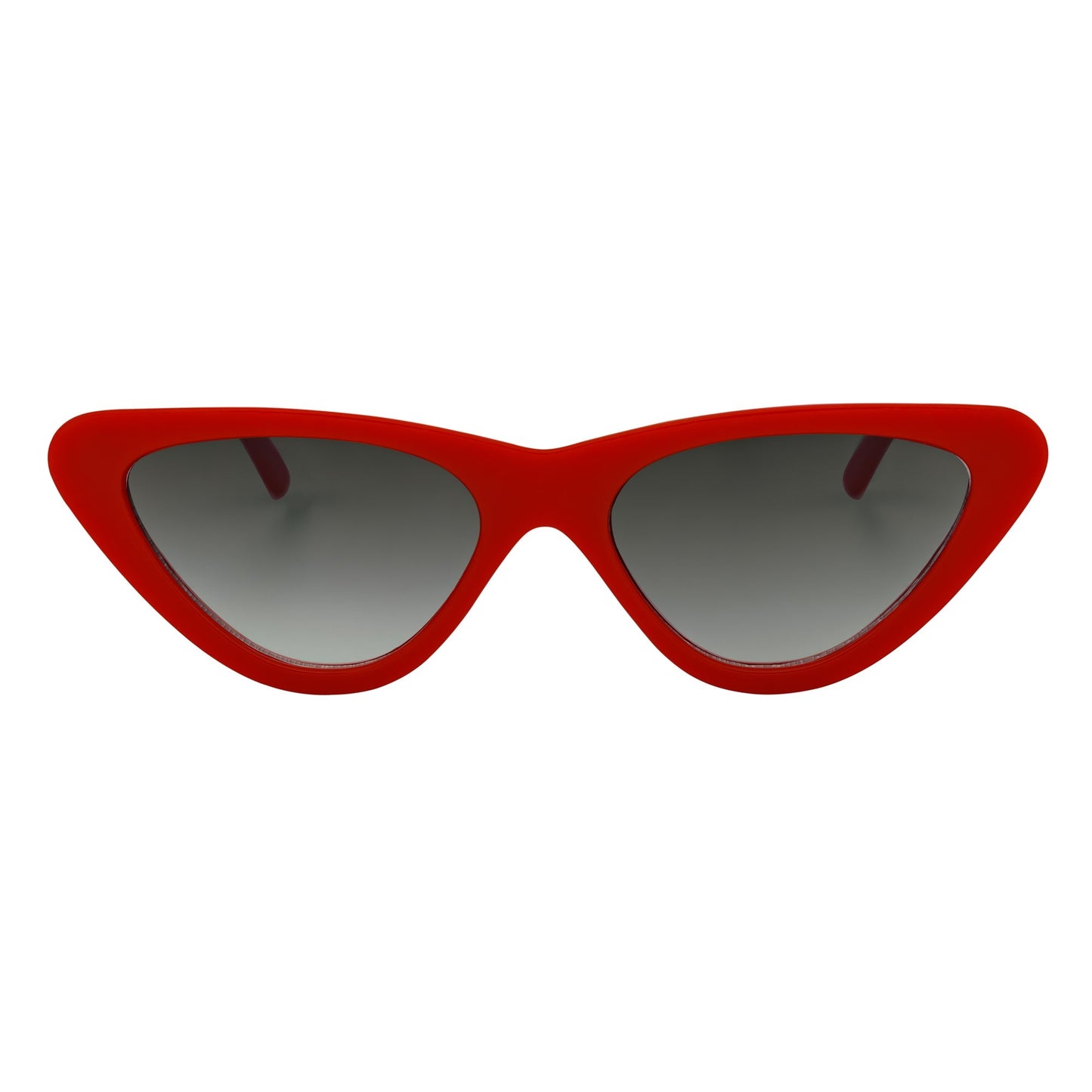 FELINE - Thick Oval Retro Small Cat Eye Sunglasses Red Smoke Tint