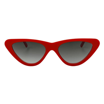 FELINE - Thick Oval Retro Small Cat Eye Sunglasses Red Smoke Tint