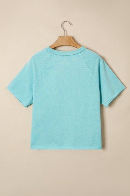 Mineral Wash Raglan Sleeve Boxy Cropped Tee