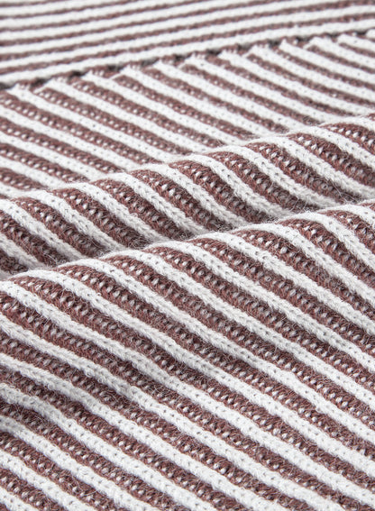 Stripe Ribbed Knit Boat Neck Sweater