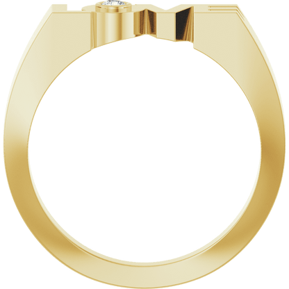 14K Gold LOVE Ring with Natural Diamond  0.03 CT