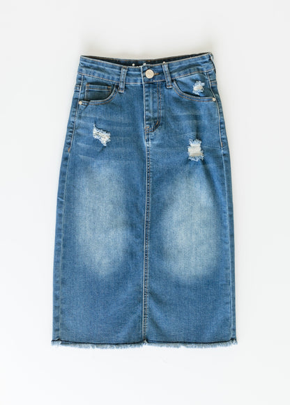 Hadley High Rise Denim Midi Skirt - FINAL SALE