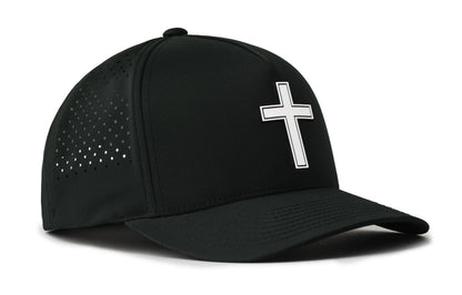 Cross Performance 5-Panel Hat  |  White PVC Christian Flexfit® Snapback