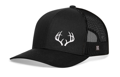 Buck Antler Trucker Hat  |  Black Buck Antler Snapback