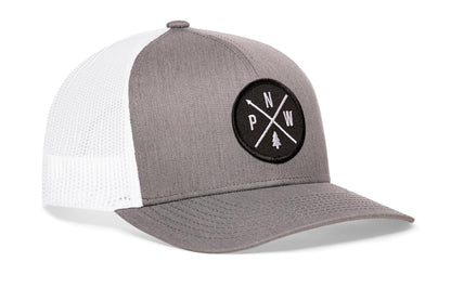 PNW Trucker Hat  |  Gray-White PNW X Snapback