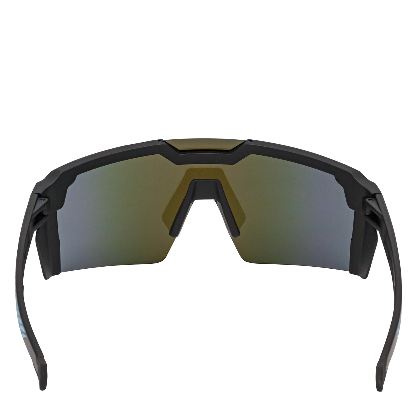 HITECH - Futuristic Rimless Shield Sunglasses Black-Blue Blue Mirror Lens