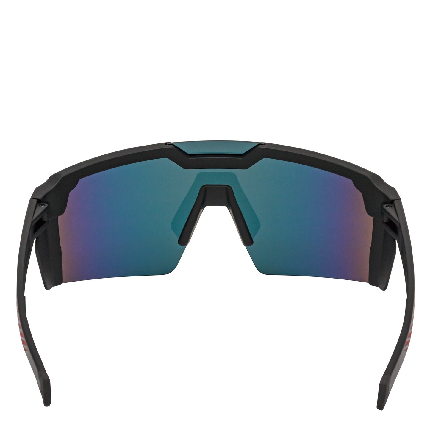 HITECH - Futuristic Rimless Shield Sunglasses Black-Red Orange Mirror Lens