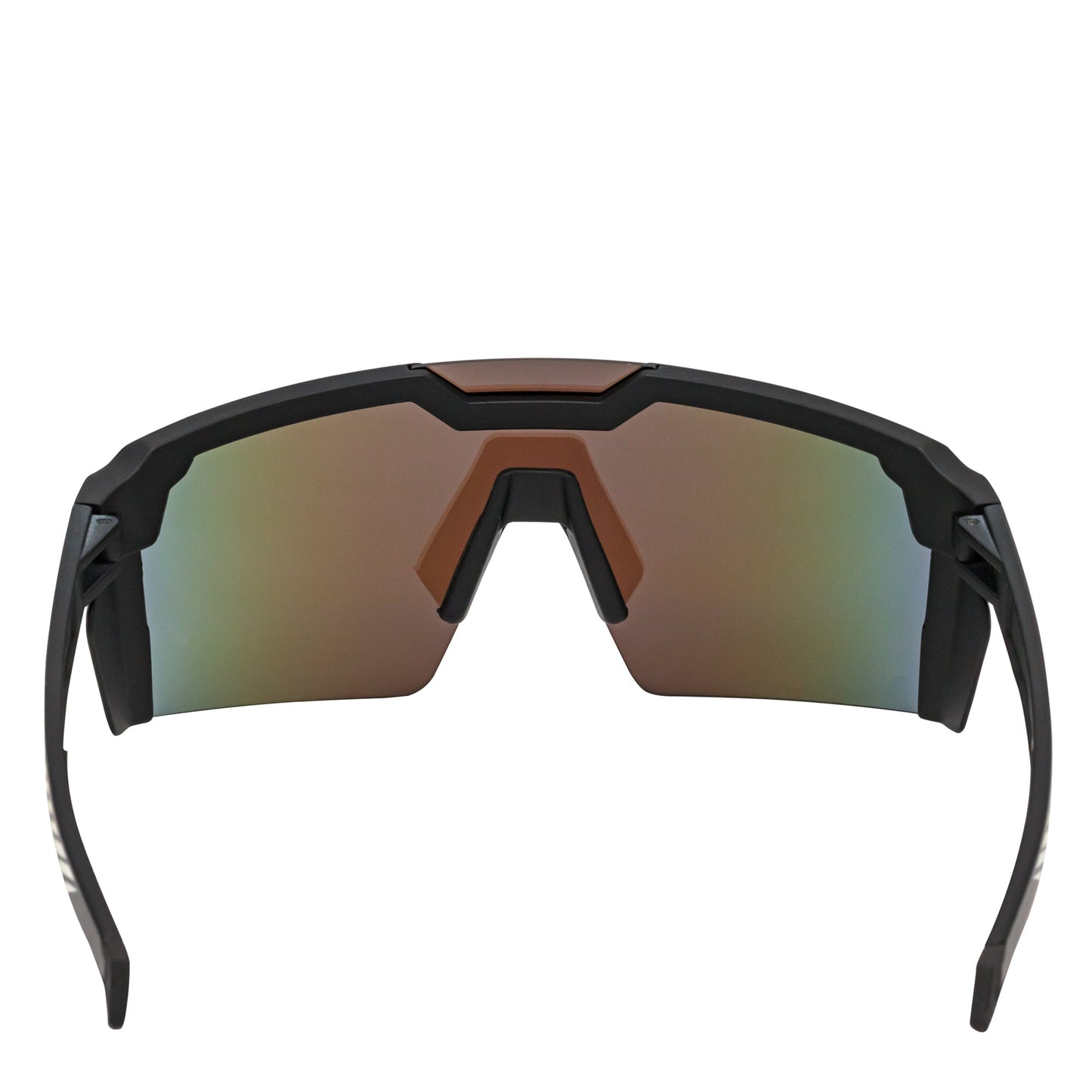HITECH - Futuristic Rimless Shield Sunglasses Black-White Blue Mirror