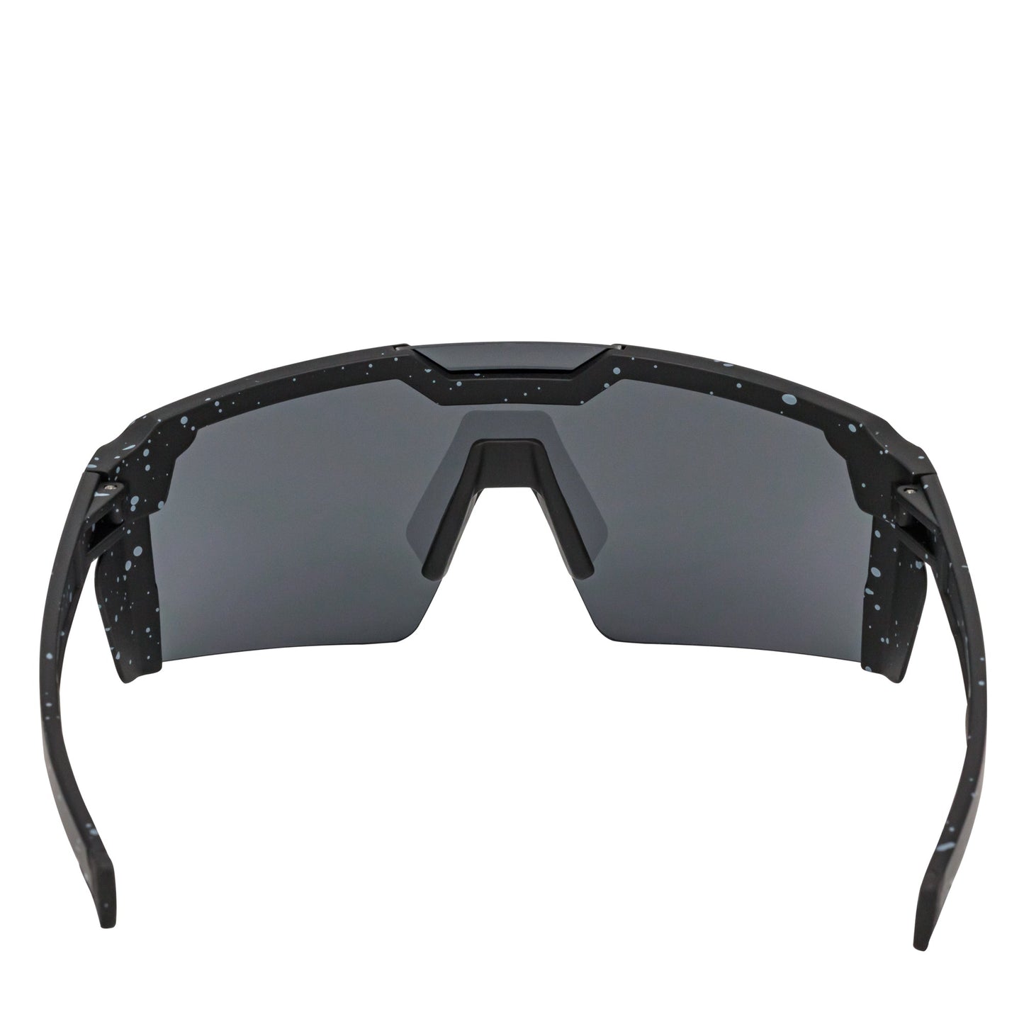 HITECH - Large Futuristic Rimless Shield Sunglasses Black-White Smoke Lens