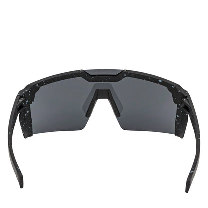 HITECH - Large Futuristic Rimless Shield Sunglasses Black-White Smoke Lens